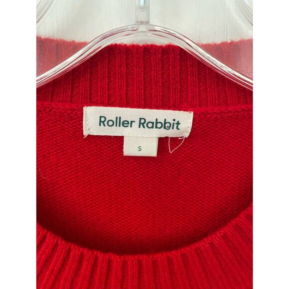 Roller Rabbit Skyla Sweater Festive Red Wool Cashmere Size Small - Picture 5 of 7
